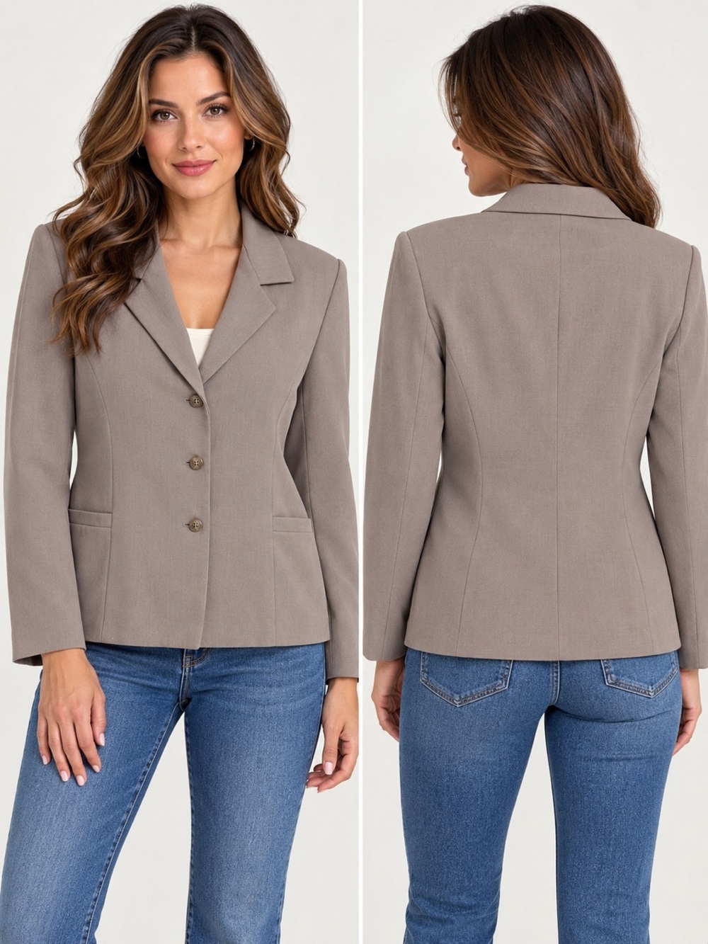 Classic Taupe Women's Tailored Blazer Jacket